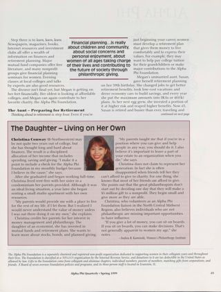 Family, Life and Money - Financial Management for Women, Continued. The Daughter - Living on Her Own. Convention 2000 Advertisement, Spring 1999, Continued