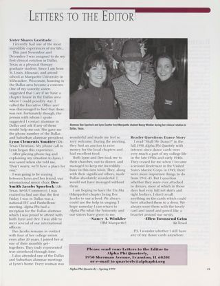 Letters to the Editor, Spring 1999