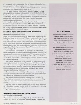 Committee Reports: Regional Team Implementation Task Force, Summer 1999. Committee Reports: Quarterly Editorial Advisory Board, Summer 1999. You Can Contribute to the Vision, Summer 1999, Continued. Rush Dates, 1999-2000