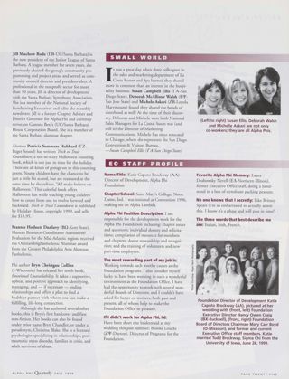 People: Notable Phis, Fall 1999, Continued. Small World, Fall 1999. EO Staff Profile, Fall 1999. Circle the Dates, Fall 1999, Continued