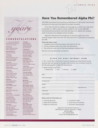 75 Years: Congratulations. Have You Remembered Alpha Phi?