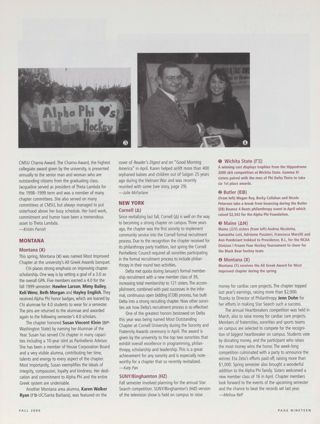 On Campus: Butler (Epsilon Beta), Fall 2000, Continued. On Campus: Wichita State (Gamma Xi), Fall 2000, Continued. On Campus: Central Missouri State (Theta Lambda), Fall 2000, Continued. On Campus: Maine (Delta Nu) Photograph, Fall 2000. On Campus: Montana (Chi), Fall 2000, Continued. On Campus: Cornell (Delta), Fall 2000. On Campus: SUNY/Binghamton (Eta Zeta), Fall 2000. On Campus: North Texas (Gamma Eta) Photograph, Fall 2000, Continued