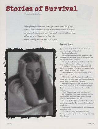 Stories of Survival. On Campus: Arizona (Beta Epsilon), Fall 2000