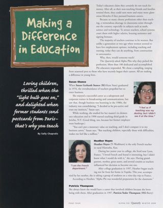 Making a Difference in Education. Alpha Phi 2000 Recommendation Form, Winter 2000