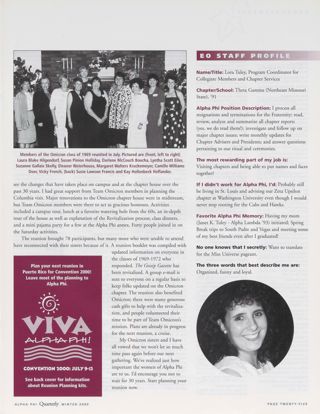 Reunions: Why Have a Reunion?, Continued. EO Staff Profile, Winter 2000. Birth/Marriage/Silent Chapter Form, Winter 2000, Continued