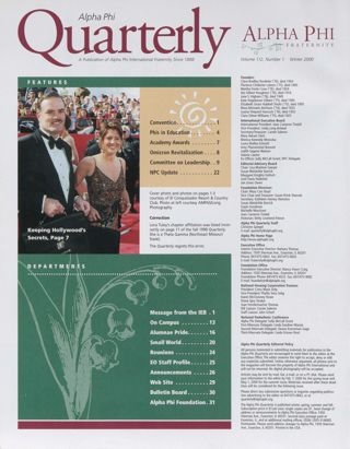 Alpha Phi Quarterly, Vol. 112, No. 1, Winter 2000 Table of Contents
