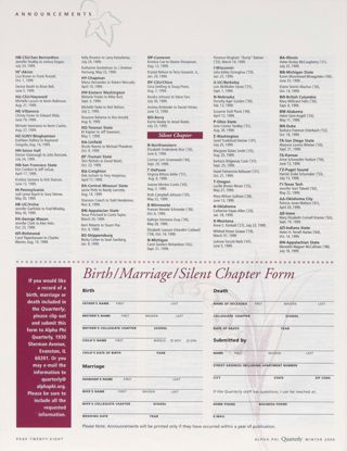 Announcements: Marriages, Winter 2000, Continued. Announcements: Silent Chapter, Winter 2000. Professor of the Year Named, Continued