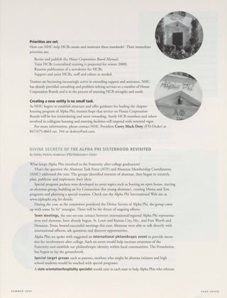 Committee Reports: Divine Secrets of the Alpha Phi Sisterhood Revisited. Committee Reports: Continued Improvements Planned for Quarterly, Continued. Thank You to the Following Talented Alpha Phis...