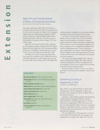 Extension: Alpha Phi and Colorado School of Mines: A Partnership That Rocks. Committee Reports: Committee on Leadership: A First-Class Committee