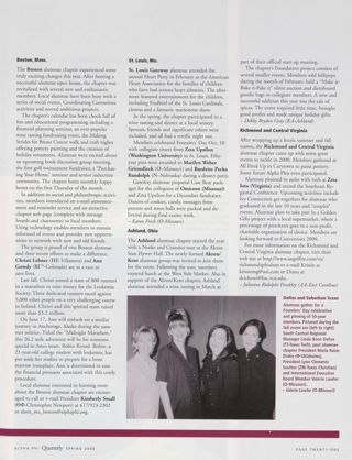 Alumnae Pride: Boston, Mass., Spring 2000. Alumnae Pride: St. Louis, Mo., Spring 2000. Alumnae Pride: Ashland, Ohio, Spring 2000. Alumnae Pride: Richmond and Central Virginia, Spring 2000. Alumnae Pride: Dallas and Suburban, Texas, Spring 2000