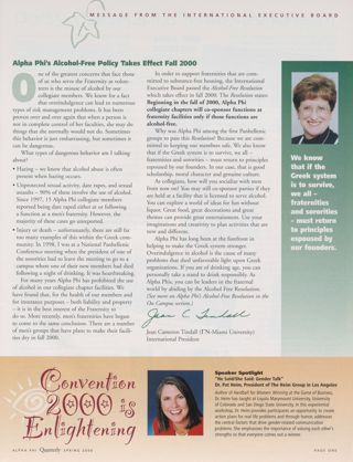 Alpha Phi's Alcohol-Free Policy Takes Effect Fall 2000. Convention 2000 Is Enlightening