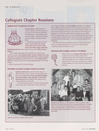 Collegiate Chapter Reunions: Gamma Beta Celebrates 50 Years. Collegiate Chapter Reunions: Michigan State Alumnae Gather to Celebrate