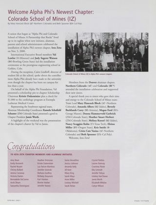 Welcome Alpha Phi's Newest Chapter: Colorado School of Mines (Iota Zeta)