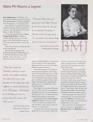 Alpha Phi Mourns a Legend