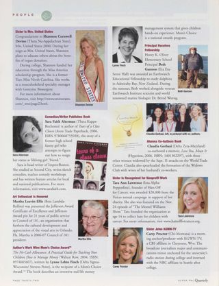 People: Sister Is Mrs. United States. People: Comedian/Writer Publishes Book. People: Art Enthusiast Is Honored. People: Author's Work Wins Mom's Choice Award. People: Principal Receives Fellowship. People: Alumna Co-Authors Book. People: Sister Is Recognized for Nonprofit Work. People: Sister Joins KGWN-TV