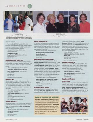 Alumnae Pride: Tampa Bay, Fla., Summer 2007, Continued. Alumnae Pride: Jacksonville First Coast, Fla., Summer 2007. Alumnae Pride: Charlotte, N.C., Summer 2007. Alumnae Pride: Greenville Area, N.C., Summer 2007. Alumnae Pride: Upstate South Carolina, Summer 2007. Alumnae Pride: Hampton Roads Ivy Connection, Va., Summer 2007. Alumnae Pride: Richmond/Central Virginia, Summer 2007. Alumnae Pride: Gamma Kappa Alumnae Host Career Night. Alumnae Pride: Virginia Peninsula, Va., Summer 2007. Alumnae Pride: Denver, Colo., Summer 2007
