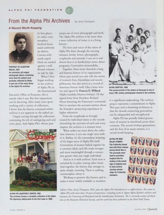 From the Alpha Phi Archives: A Record Worth Keeping