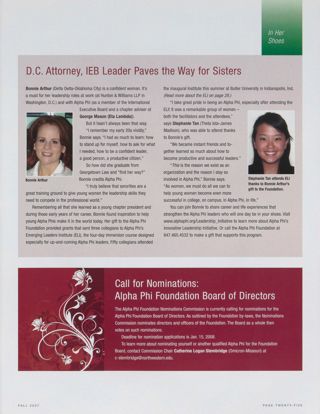 D.C. Attorney, IEB Leader Paves the Way for Sisters. Call for Nominations: Alpha Phi Foundation Board of Directors