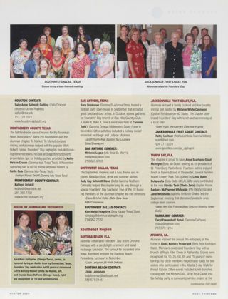 Alumnae Pride: Houston, Texas, Winter 2008, Continued. Alumnae Pride: Montgomery County, Texas, Winter 2008. Alumnae Pride: Austin Ivy Alumnae Are Recognized. Alumnae Pride: San Antonio, Texas, Winter 2008. Alumnae Pride: Southwest Dallas, Texas, Winter 2008. Alumnae Pride: Daytona Beach, Fla., Winter 2008. Alumnae Pride: Jacksonville First Coast, Winter 2008. Alumnae Pride: Tampa Bay, Fla., Winter 2008. Alumnae Pride: Atlanta, Ga., Winter 2008
