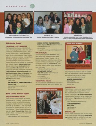 Alumnae Pride: Philadelphia, Pa., Ivy Connection, Spring 2008. Alumnae Pride: Chicago Western Villages, Ill, Spring 2008. Alumnae Pride: DuPage Valley, Ill., Spring 2008. Alumnae Pride: Greater Peoria Area, Ill., Spring 2008. Alumnae Pride: Alumna Celebrates 90th Birthday. Alumnae Pride: 20-Year Sister Recognized. Alumnae Pride: Lake County, Ill., Spring 2008. Alumnae Pride: Sioux Falls, S.D., Spring 2008. Alumnae Pride: NYC Metro, N.Y., Spring 2008, Continued. Alumnae Pride: Rhode Island, Spring 2008, Continued