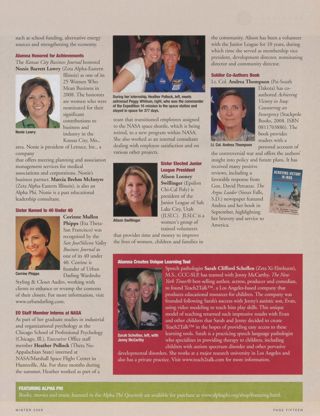 People: Alumna Honored for Achievements. People: Sister Names to 40 Under 40. People: EO Staff Member Interns at NASA. People: Sister Elected Junior League President. People: Soldier Co-Authors Book. People: Alumna Creates Unique Learning Tool