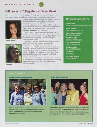 COL Selects Collegiate Representatives. Small World, Summer 2009