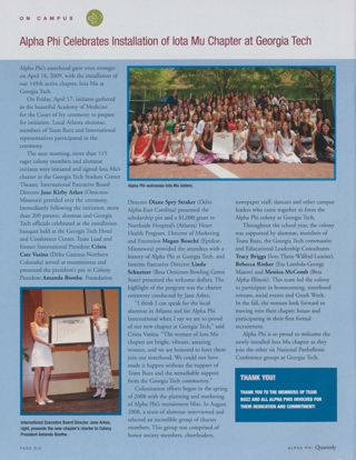 Alpha Phi Celebrates Installation of Iota Mu Chapter at Georgia Tech