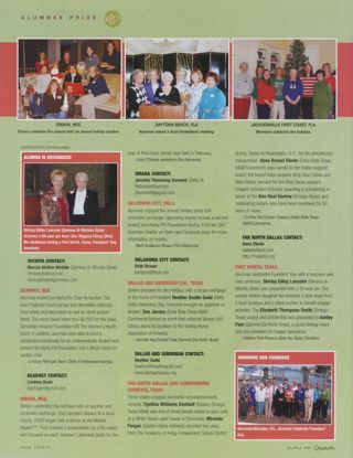 Alumnae Pride: Wichita, Kan., Spring 2009, Continued. Alumnae Pride: Daytona Beach, Fla., Spring 2009. Alumnae Pride: Alumna Is Recognized. Alumnae Pride: Kearney, Neb., Spring 2009. Alumnae Pride: Omaha, Neb., Spring 2009. Alumnae Pride: Oklahoma City, Okla., Spring 2009. Alumnae Pride: Dallas and Suburban P.M., Texas, Spring 2009. Alumnae Pride: Far North and Surrounding Counties, Texas, Spring 2009. Alumnae Pride: Fort Worth, Texas, Spring 2009. Alumnae Pride: Honoring Our Founders. Alumnae Pride: Jacksonville First Coast, Fla., Spring 2009, Continued