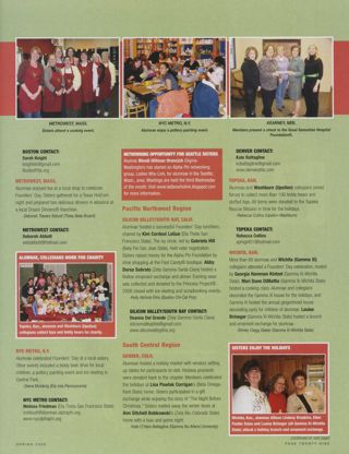 Alumnae Pride: Boston, Mass., Spring 2009, Continued. Alumnae Pride: Metrowest, Mass., Spring 2009. Alumnae Pride: Alumnae, Collegians Work for Charity. Alumnae Pride: NYC Metro, N.Y., Spring 2009. Alumnae Pride: Networking Opportunity for Seattle Sisters. Alumnae Pride: Silicon Valley/South Bay, Calif., Spring 2009. Alumnae Pride: Denver, Colo., Spring 2009. Alumnae Pride: Topeka, Kan., Spring 2009. Alumnae Pride: Wichita, Kan., Spring 2009. Alumnae Pride: Sisters Enjoy the Holidays. Alumnae Pride: Kearney, Neb., Spring 2009, Continued