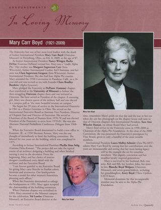 In Loving Memory: Mary Carr Boyd (1921-2009)