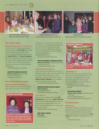 Alumnae Pride: Greater Philadelphia, Pa., Ivy Connection, Spring 2009. Alumnae Pride: Chicago Northwest Suburban, Ill., Spring 2009. Alumnae Pride: Recognizing Anniversaries. Alumnae Pride: Chicago Western Villages, Ill., Spring 2009. Alumnae Pride: Lake County, Ill., Spring 2009. Alumnae Pride: Celebrating Founders' Day 1. Alumnae Pride: Kentuckiana, Ky., Spring 2009. Alumnae Pride: Boston, Mass., Spring 2009