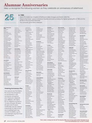 Alumnae Anniversaries: 25-Year Sisters, Fall 2010