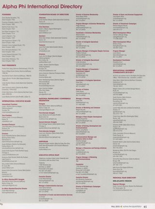 Alpha Phi International Directory, Fall 2010