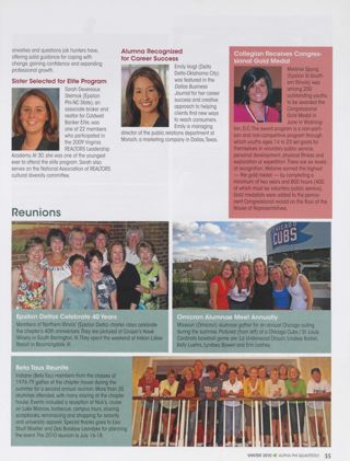 People: Alumna Authors New Book, Continued. People: Sister Selected for Elite Program. People: Alumna Recognized for Career Success. People: Collegian Receives Congressional Gold Medal. Reunions, Winter 2010