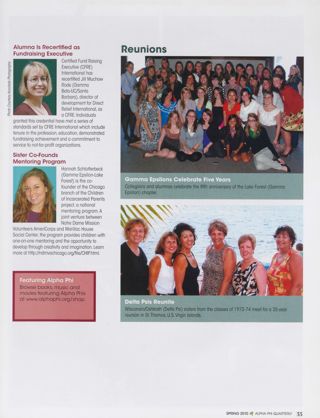 People: Alumna Is Recertified as Fundraising Executive. People: Sister Co-Founds Mentoring Program. Reunions, Spring 2010