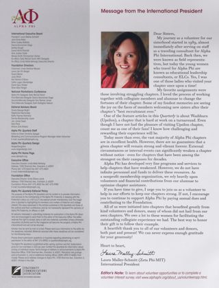 Alpha Phi International Fraternity Directory, Spring 2010. Message From the International President, Spring 2010