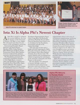 Iota Xi Is Alpha Phi's Newest Chapter. Alpha Phi Returns to Florida State!