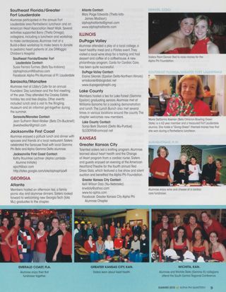 Alumnae Pride: Denver, Colorado, Summer 2010, Continued. Alumnae Pride: Emerald Coast, Florida, Summer 2010, Continued. Alumnae Pride: Southeast Florida/Greater Fort Lauderdale, Summer 2010. Alumnae Pride: Sarasota/Manatee, Florida, Summer 2010. Alumnae Pride: Jacksonville First Coast, Summer 2010. Alumnae Pride: Atlanta, Georgia, Summer 2010. Alumnae Pride: DuPage Valley, Illinois, Summer 2010. Alumnae Pride: Lake County, Illinois, Summer 2010. Alumnae Pride: Greater Kansas City, Kansas, Summer 2010. Alumnae Pride: Wichita, Kansas, Summer 2010, Continued. Alumnae Pride: Albuquerque, New Mexico, Summer 2010, Continued