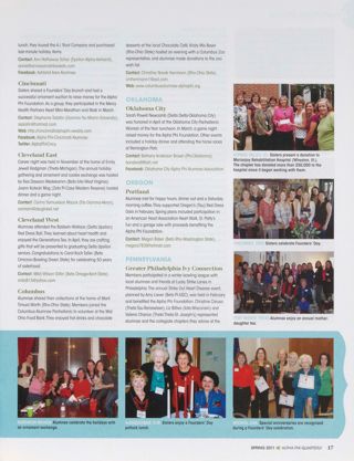 Alumnae Pride: DuPage Valley, Illinois, Spring 2011, Continued. Alumnae Pride: Wichita, Kansas, Spring 2011, Continued. Alumnae Pride: Northern Nevada, Spring 2011, Continued. Alumnae Pride: Albuquerque, New Mexico, Spring 2011, Continued. Alumnae Pride: Ashland Area, Ohio, Spring 2011, Continued. Alumnae Pride: Cincinnati, Ohio, Spring 2011. Alumnae Pride: Cleveland East, Ohio, Spring 2011. Alumnae Pride: Cleveland West, Ohio, Spring 2011. Alumnae Pride: Columbus, Ohio, Spring 2011. Alumnae Pride: Oklahoma City, Oklahoma, Spring 2011. Alumnae Pride: Portland, Oregon, Spring 2011. Alumnae Pride: Greater Philadelphia Ivy Connection, Pennsylvania, Spring 2011. Alumnae Pride: Fort Worth, Texas, Spring 2011, Continued