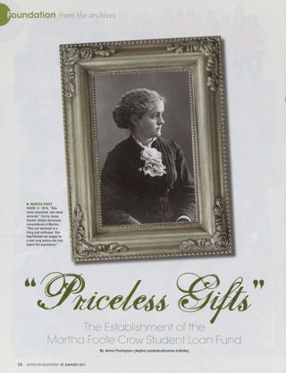 "Priceless Gifts": The Establishment of the Martha Foote Crow Student Loan Fund