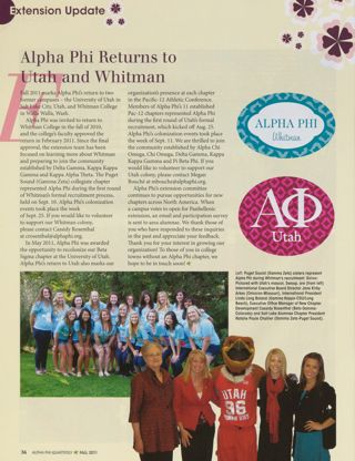 Extension Update: Alpha Phi Returns to Utah and Whitman