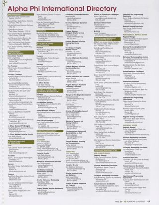 Alpha Phi International Directory, Fall 2011
