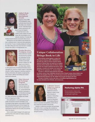 People: Author's Book Is Finalist in International Awards. People: Teacher Receives Prestigious Award. People: Sister Selected for Exchange Program. People: Unique Collaboration Brings Book to Life. People: Collegian Named Editor-in-Chief of J-School Blog