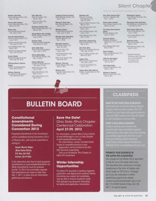 Silent Chapter, Fall 2011. Bulletin Board, Fall 2011. Classifieds, Fall 2011