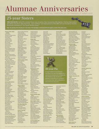 Alumnae Anniversaries: 25-Year Sisters, Fall 2011