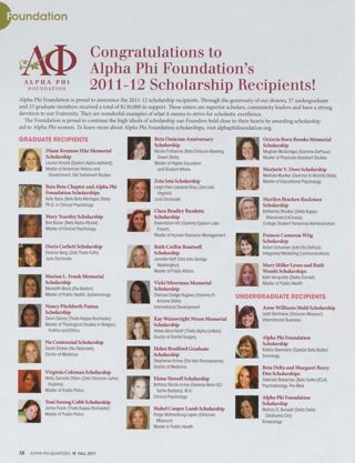 Congratulations to Alpha Phi Foundation's 2011-12 Scholarship Recipients!