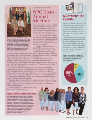 Interfraternal News: NPC Hosts Annual Meeting. Quarterly Poll Results, Winter 2012