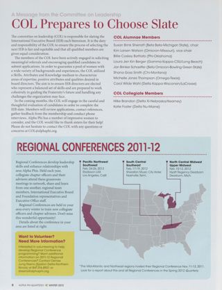 COL Prepares to Choose Slate. Regional Conferences, 2011-2012