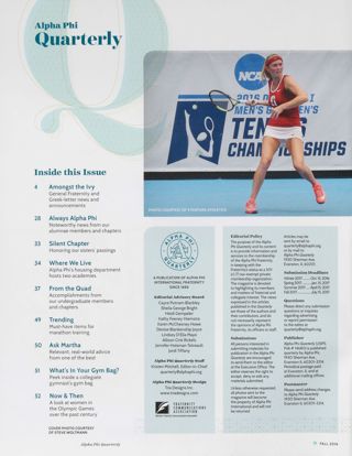 Alpha Phi Quarterly, Vol. 128, No. 4, Fall 2016 Table of Contents