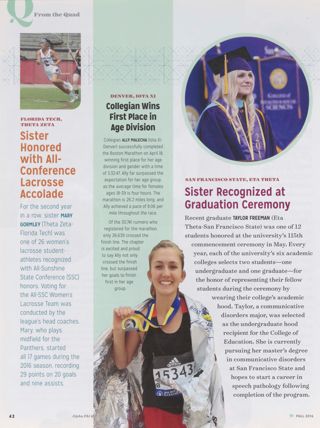 From the Quad: Sister Honored With All-Conference Lacrosse Accolade. From the Quad: Collegian Wins First Place in Age Division. From the Quad: Sister Recognized at Graduation Ceremony